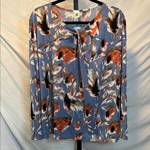 🌺NWT Sew In Love Blue and Orange Floral Blouse (Bundled price-Bin2)
